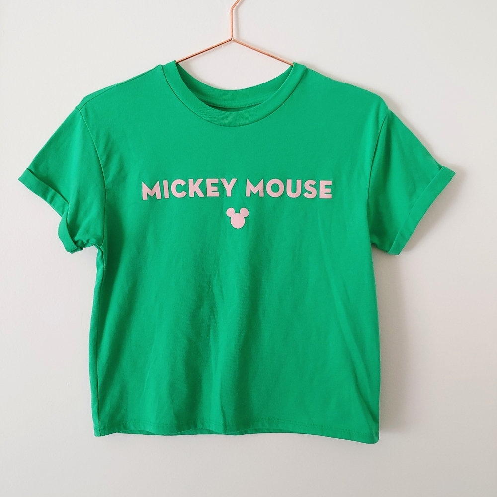 Disney Mickey Mouse pink and green graphic tee